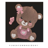 Teddy bear and butterfly - Embroidery design - FineryEmbroidery
